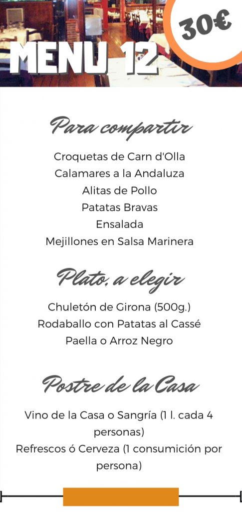 Menú barato para grupos en Lloret de Mar