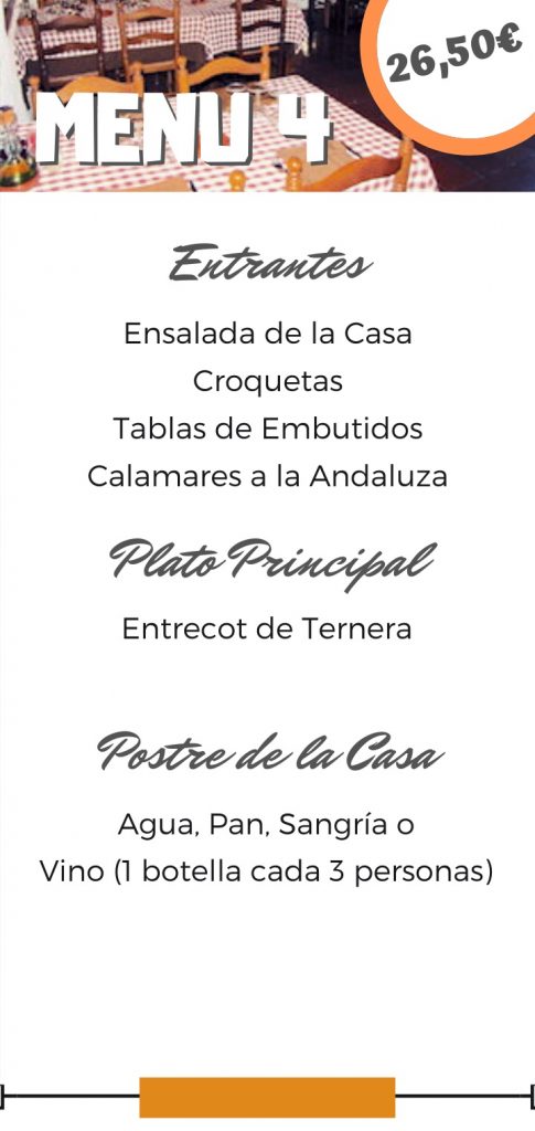 Menú para grupos en restaurante Mas Vell