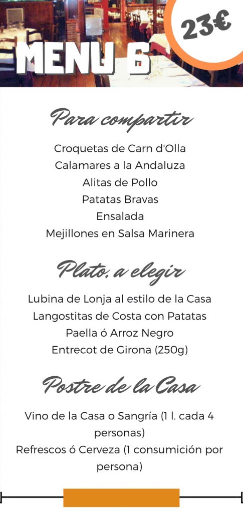 Costa Brava menú económico para grupos